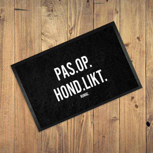 Deurmat - Pas op: Hond likt