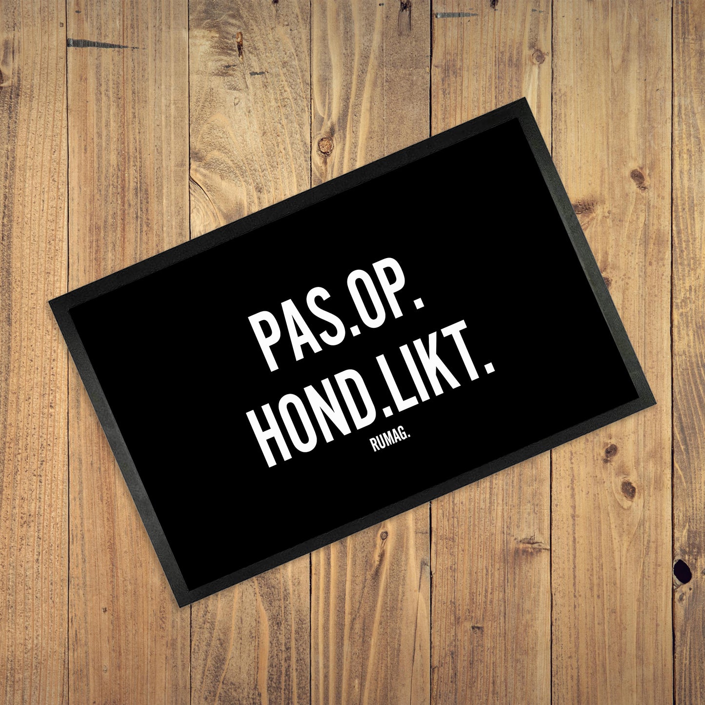 Deurmat - Pas op: Hond likt