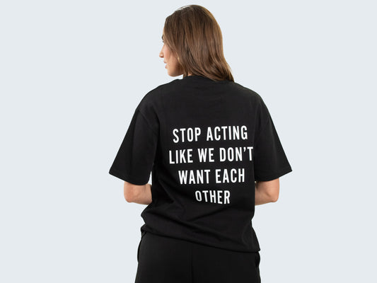 T-Shirt Heavy Zwart - Stop acting